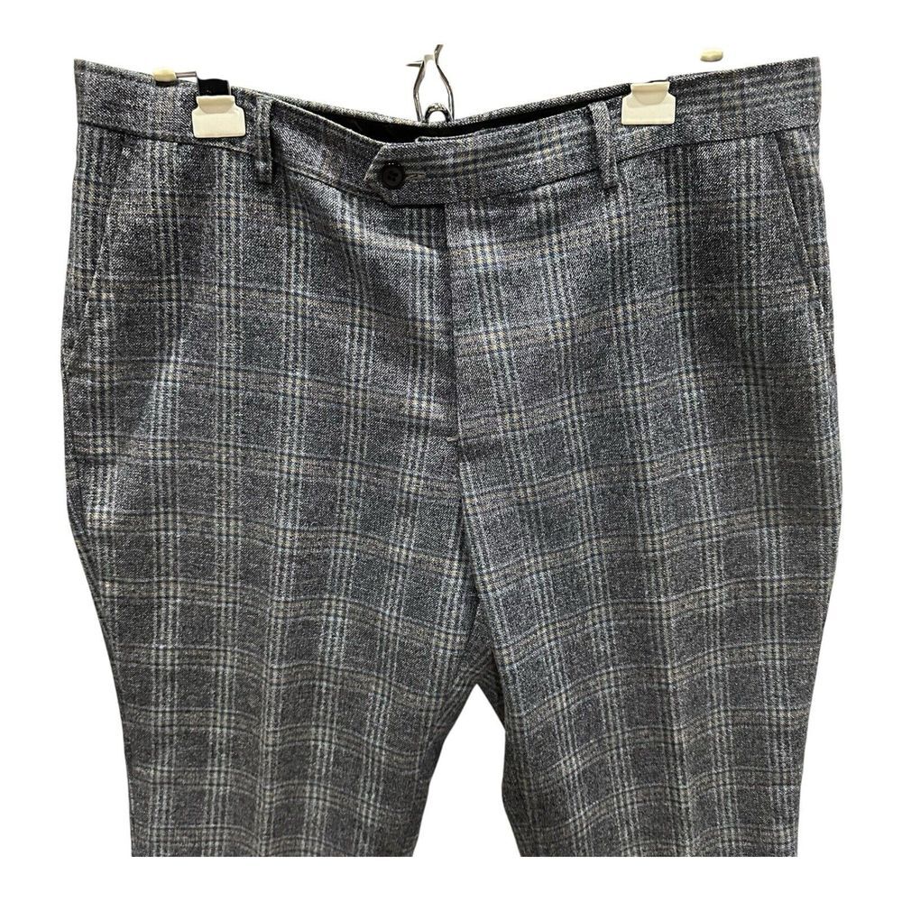 Suslo Couture Golf Pants‎ Mens 36x34 (meas-35x29) Gray Plaid Stretch Trouser